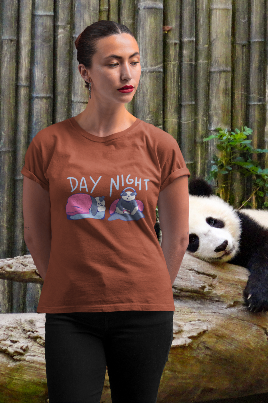 Panda Gamer Printed T-Shirt For Women - WowWaves - 2