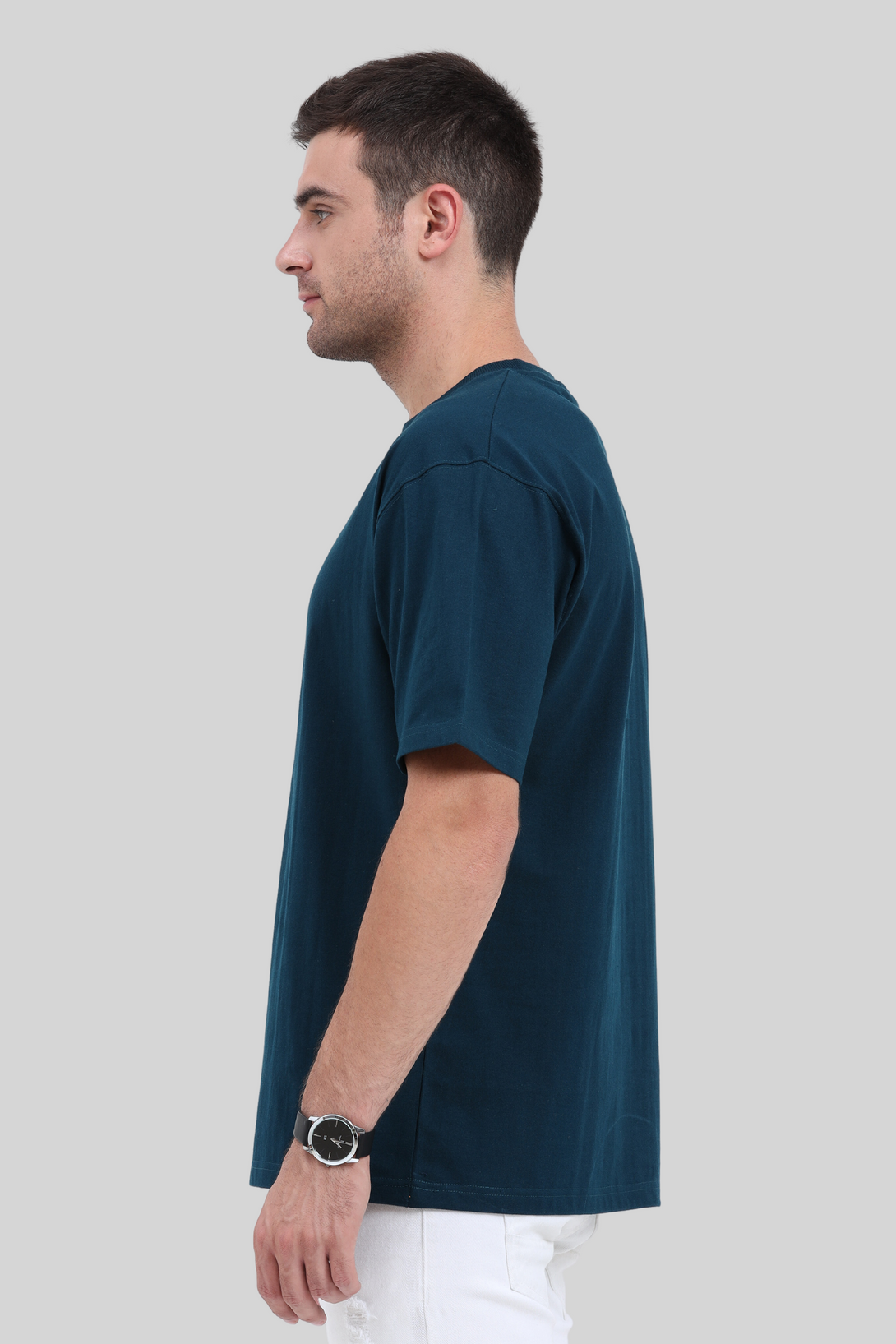 Petrol Blue Oversized T-Shirt For Men - WowWaves - 7