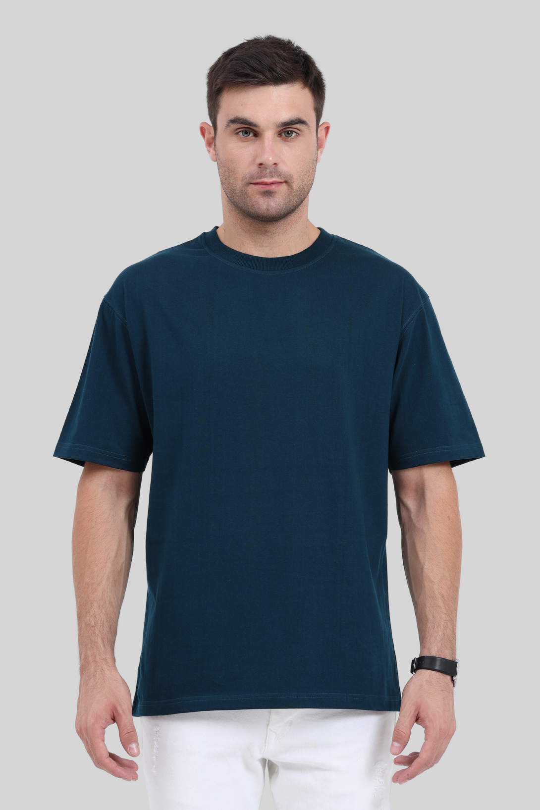 Petrol Blue Oversized T-Shirt For Men - WowWaves
