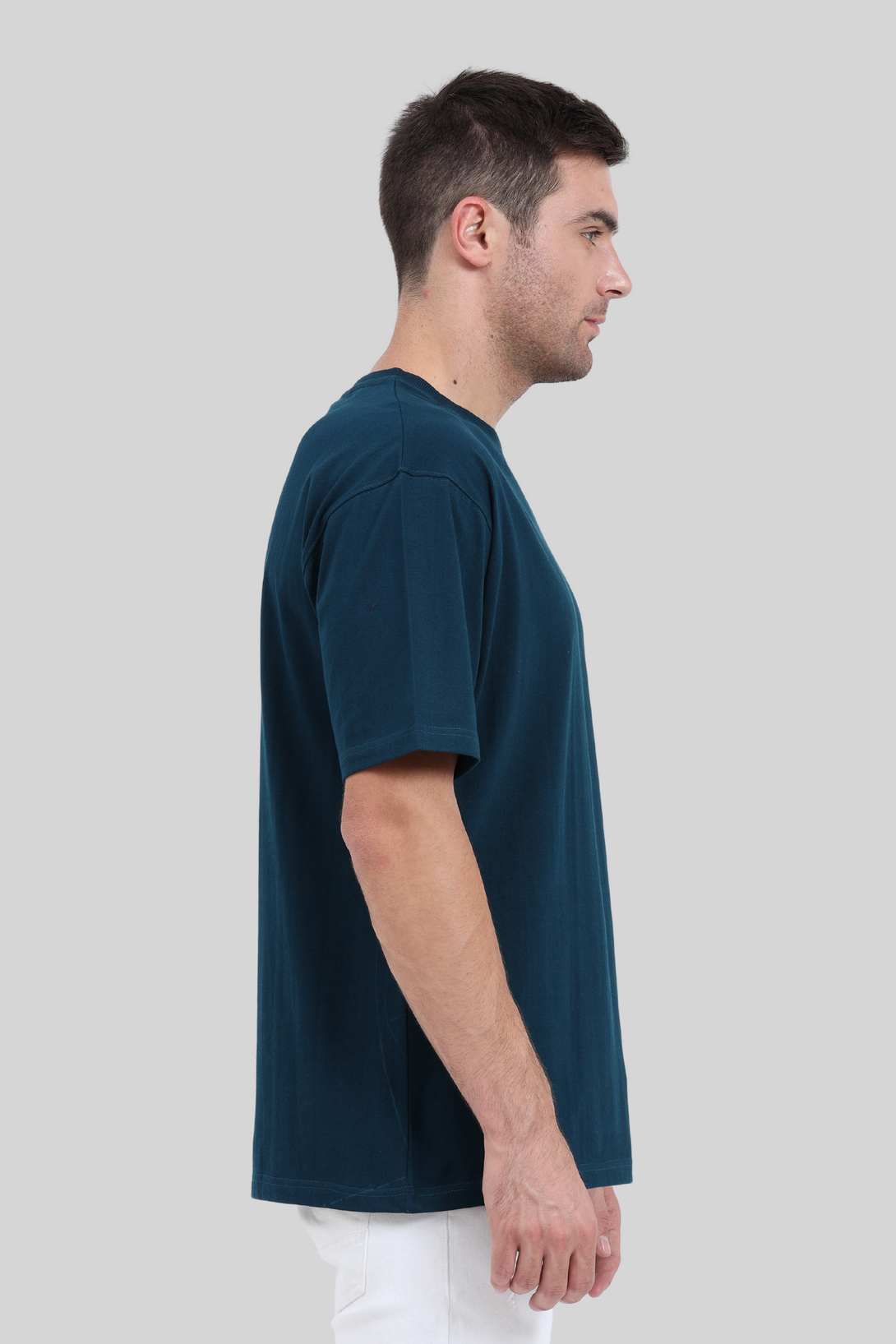 Petrol Blue Oversized T-Shirt For Men - WowWaves - 5