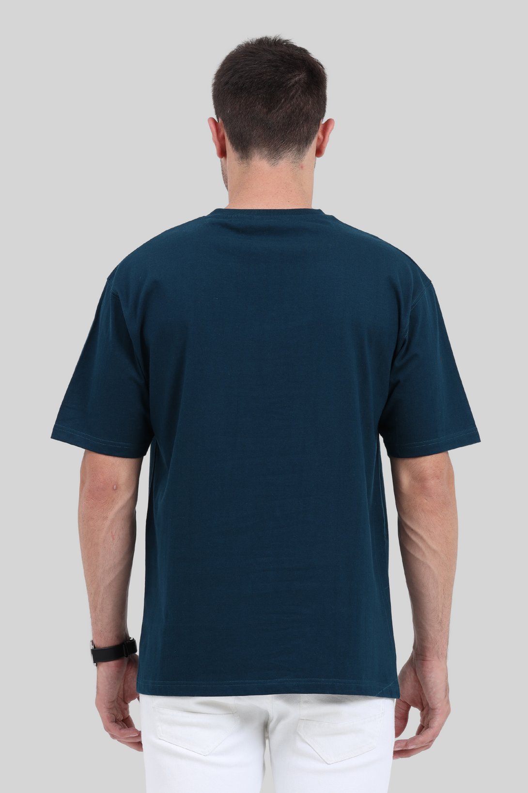 Petrol Blue Oversized T-Shirt For Men - WowWaves - 1