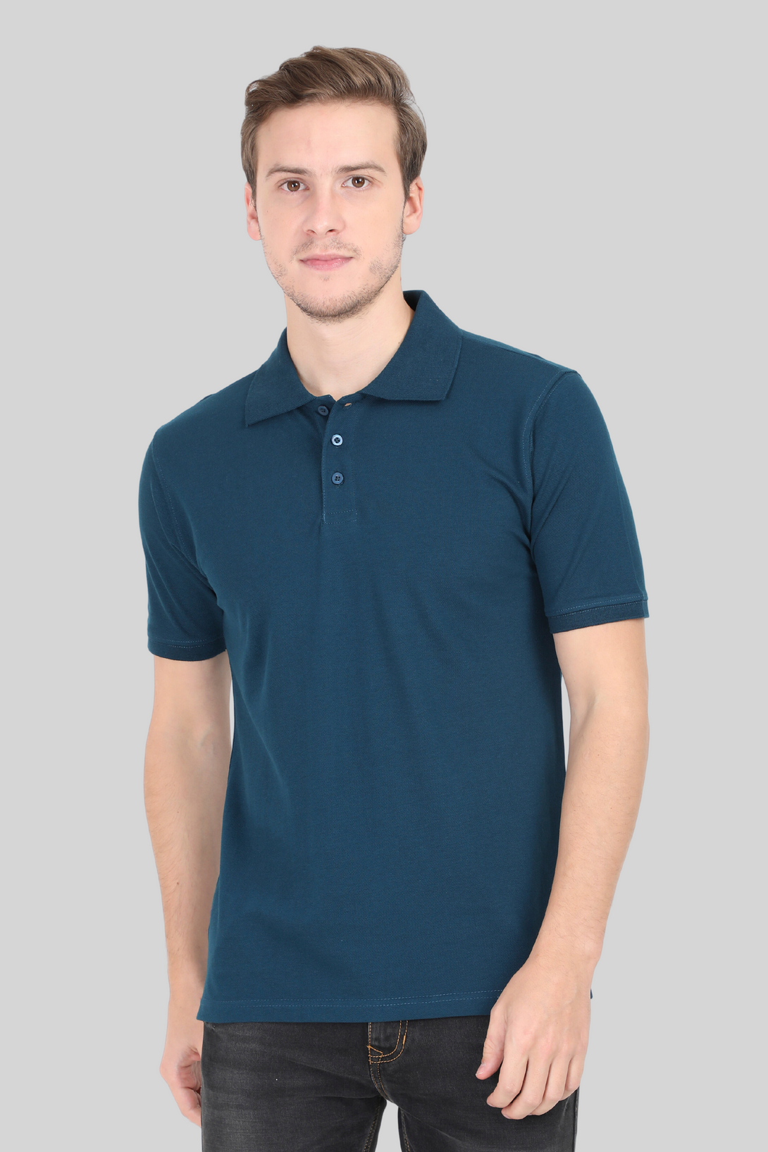 Petrol Blue Polo T-Shirt For Men - WowWaves - 1
