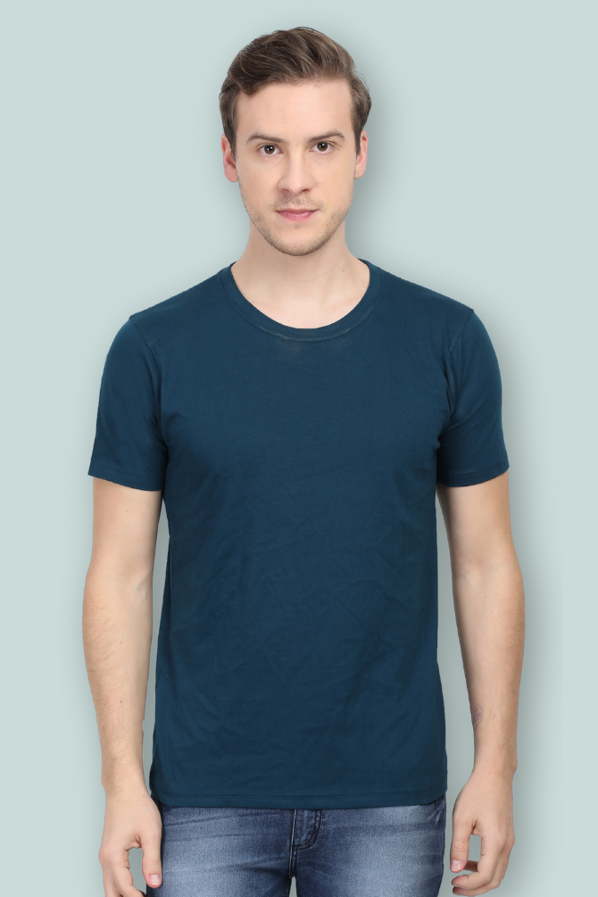 Petrol Blue T-Shirt For Men - WowWaves - 3