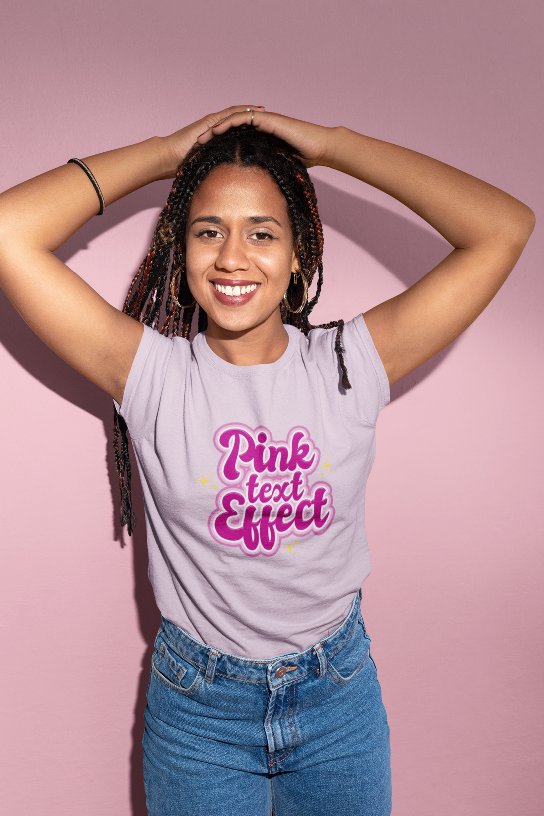 Pink Text Effect Printed T-Shirt For Women - WowWaves - 5
