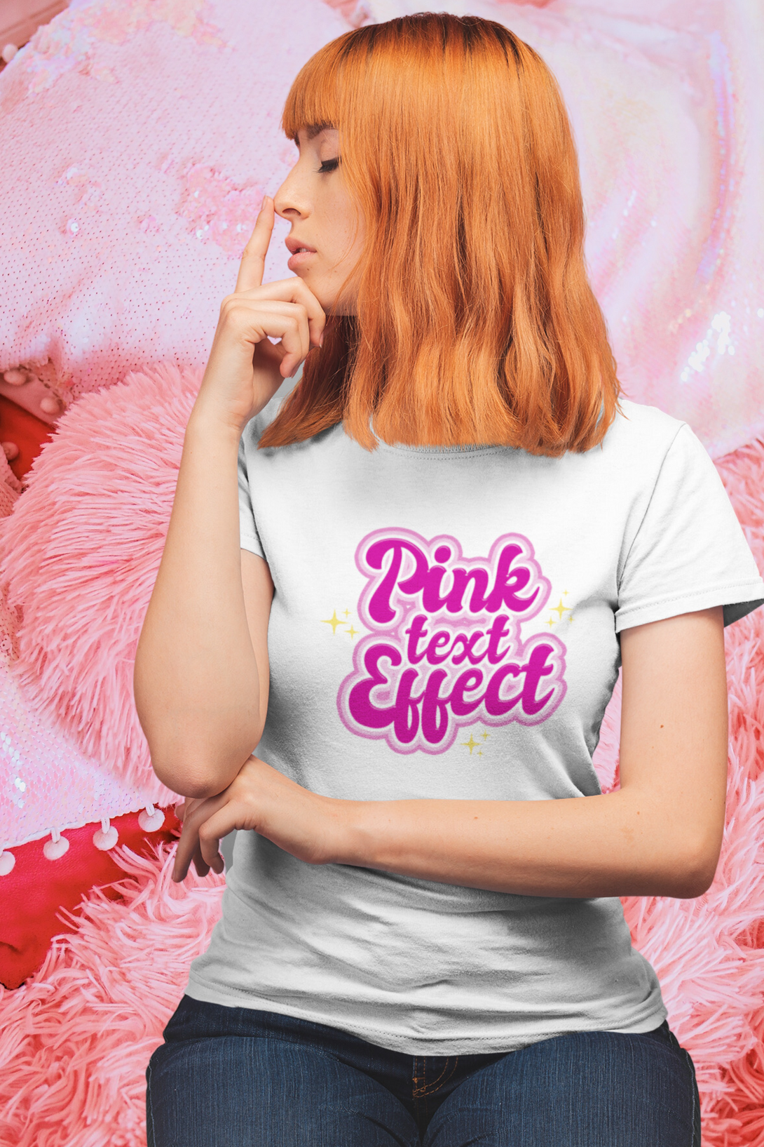 Pink Text Effect Printed T-Shirt For Women - WowWaves - 2