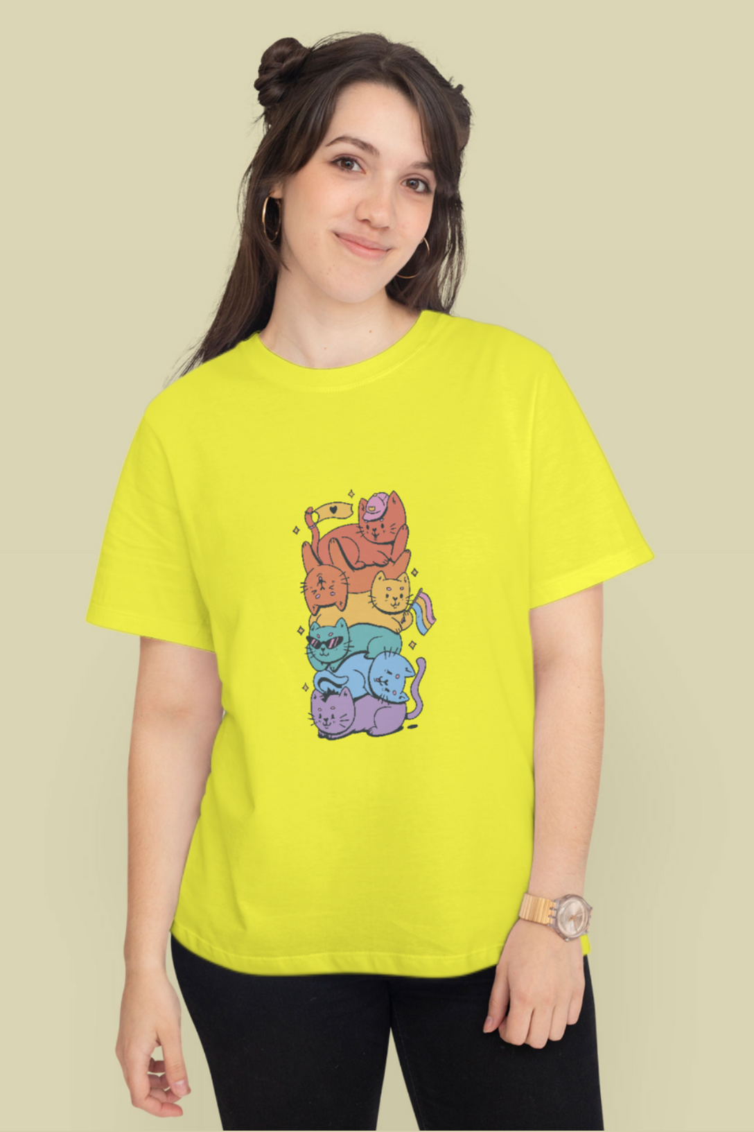 Lgbtq Cats Printed T-Shirt For Women - WowWaves - 13