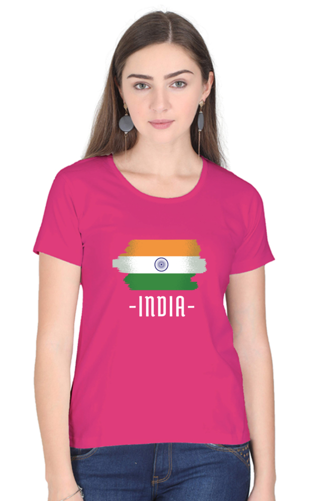 Proud Tricolor Printed Scoop Neck T-Shirt For Women - WowWaves - 8