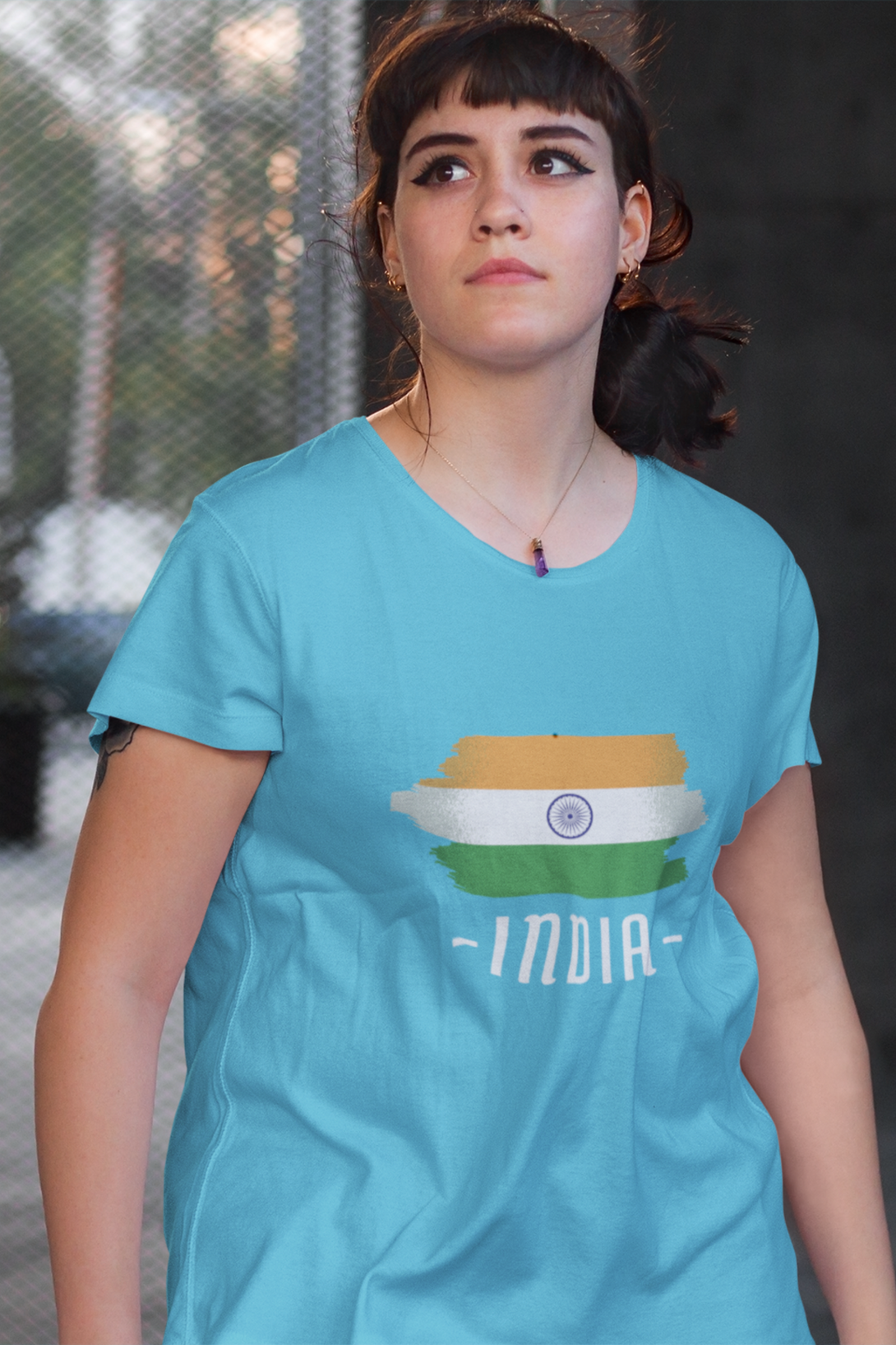 Proud Tricolor Printed Scoop Neck T-Shirt For Women - WowWaves - 5