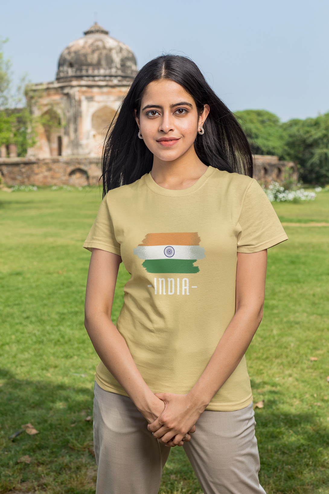 Proud Tricolor Printed T-Shirt For Women - WowWaves - 4
