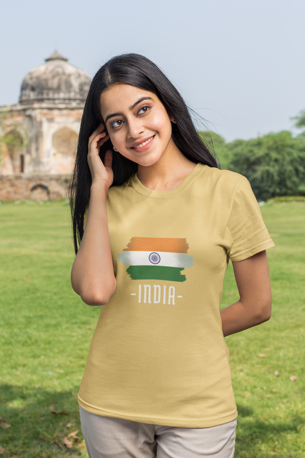 Proud Tricolor Printed T-Shirt For Women - WowWaves