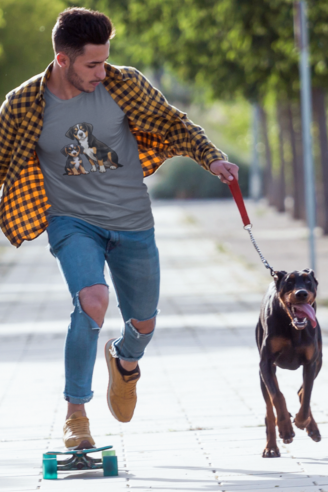 Puppy And Dog Printed T-Shirt For Men - WowWaves - 3
