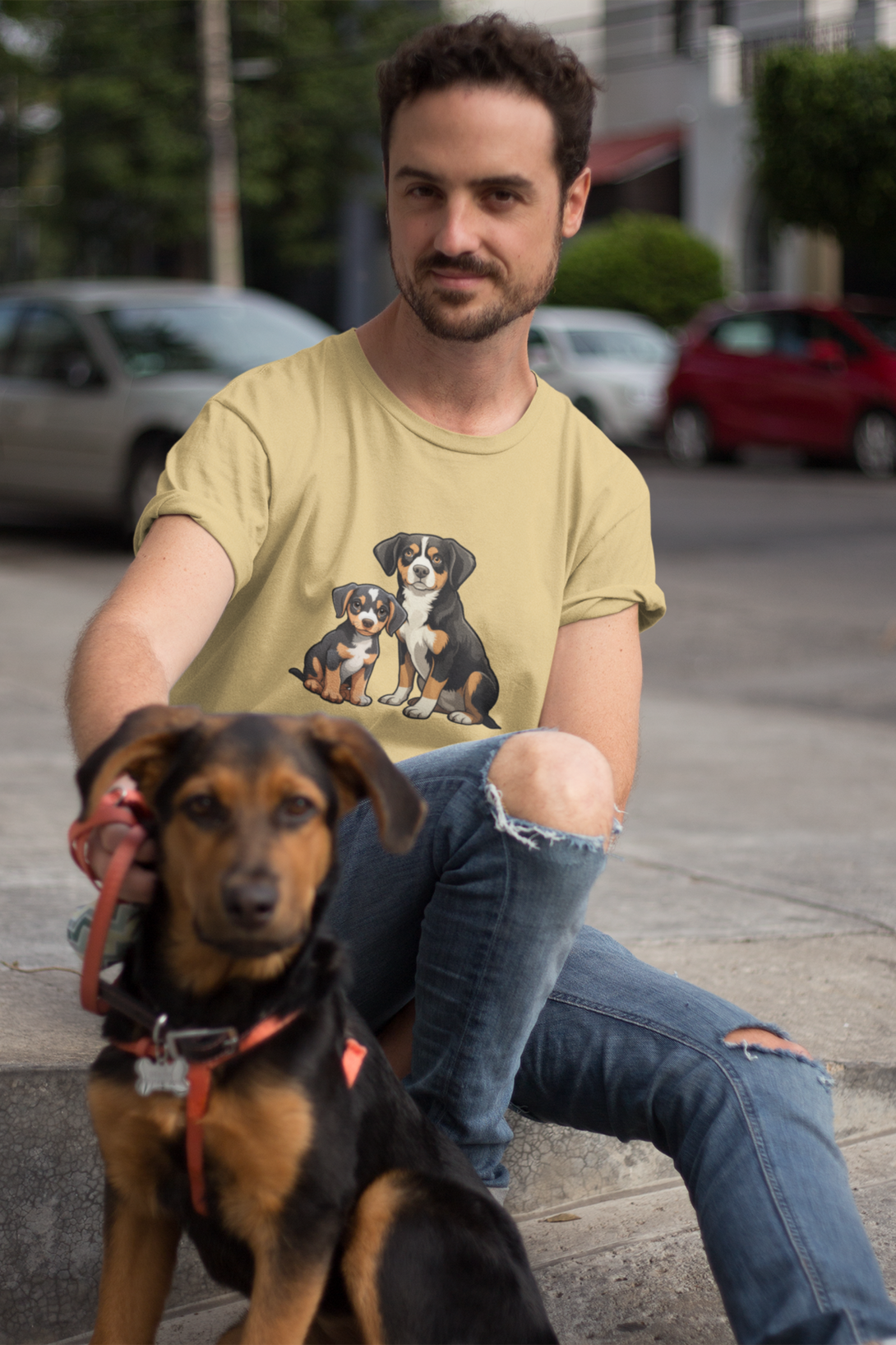 Puppy And Dog Printed T-Shirt For Men - WowWaves - 6