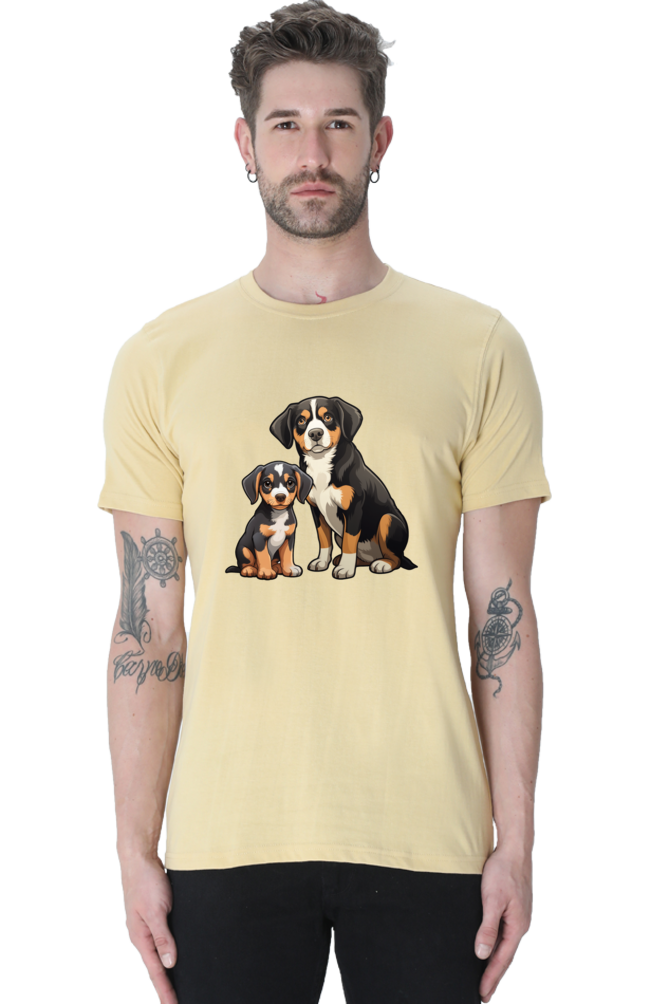 Puppy And Dog Printed T-Shirt For Men - WowWaves - 8