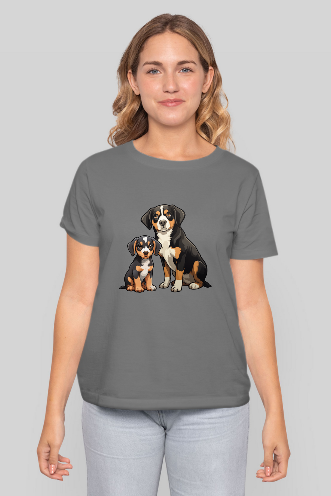 Puppy And Dog Printed T-Shirt For Women - WowWaves - 8