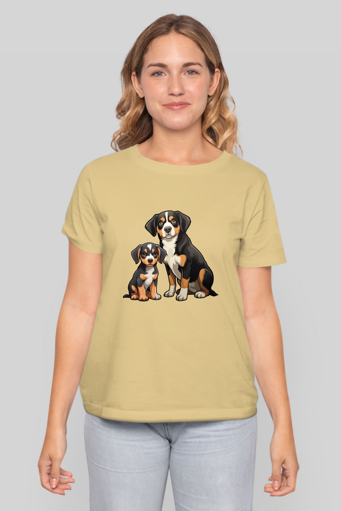 Puppy And Dog Printed T-Shirt For Women - WowWaves - 7