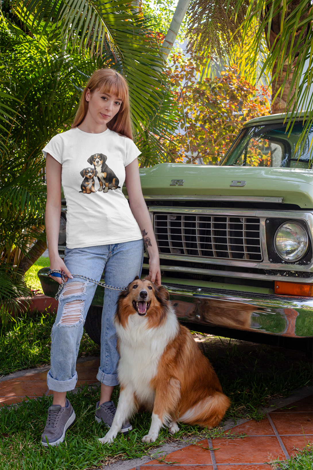 Puppy And Dog Printed T-Shirt For Women - WowWaves - 6