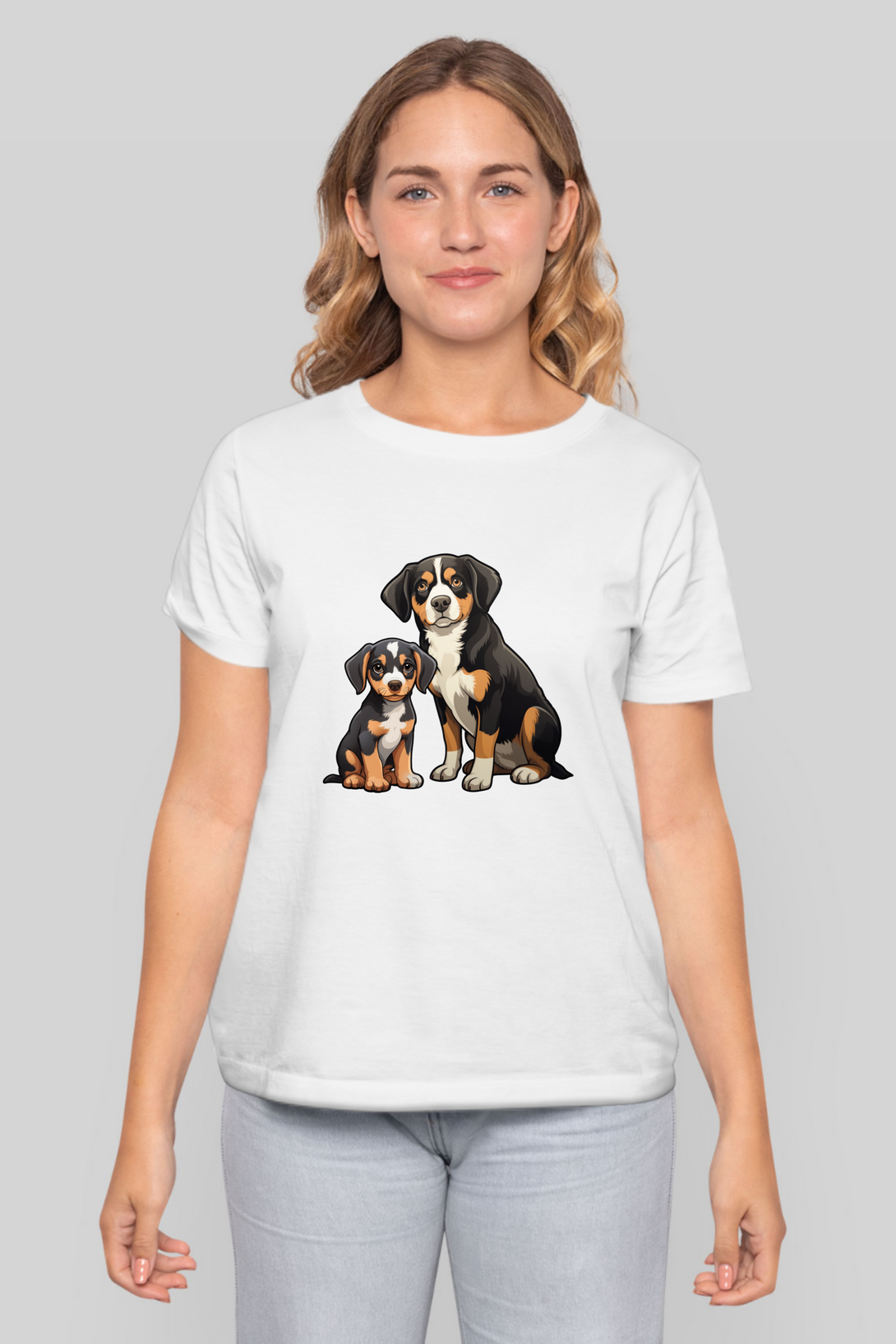 Puppy And Dog Printed T-Shirt For Women - WowWaves - 9