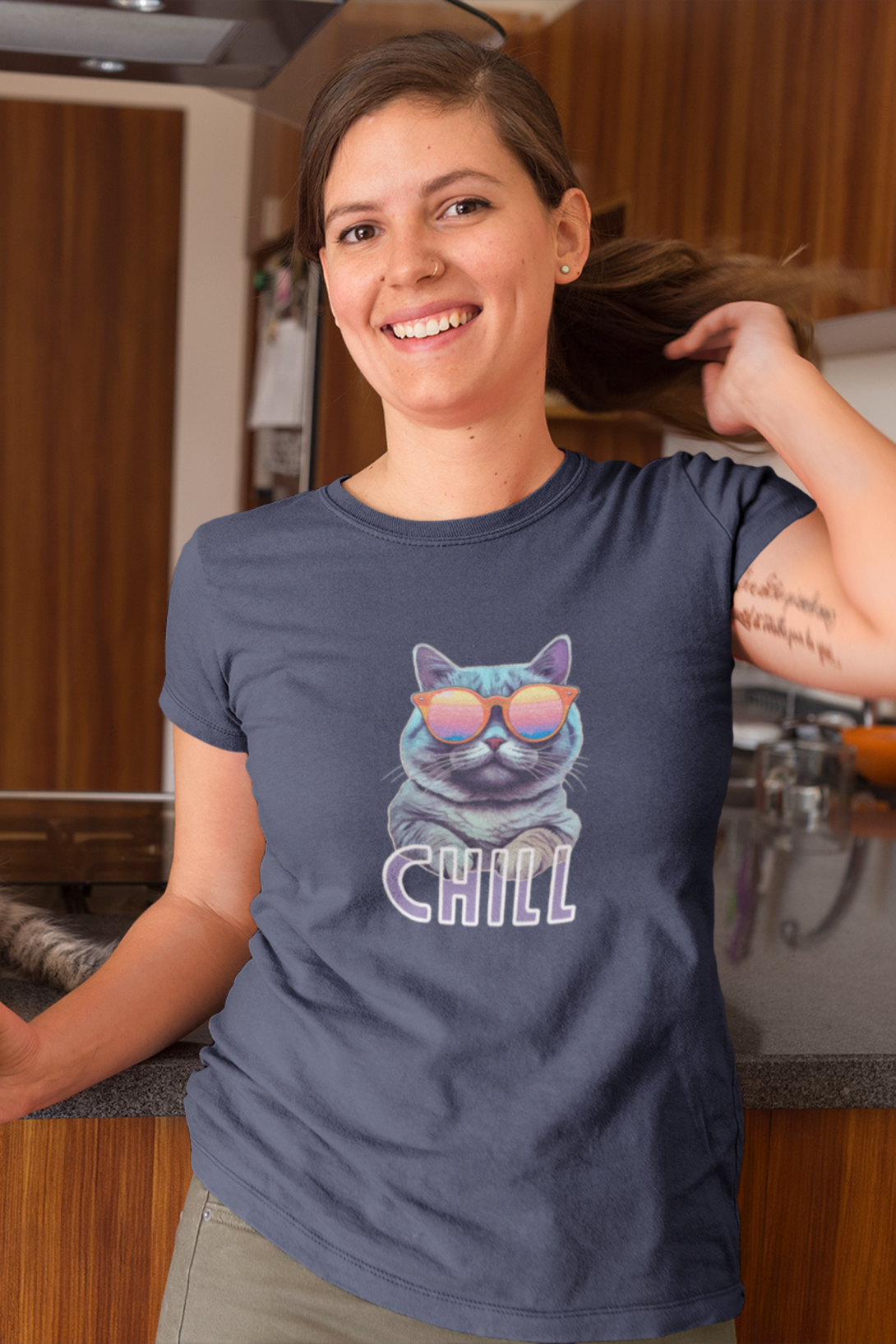 Chill Printed T-Shirt For Women - WowWaves - 2