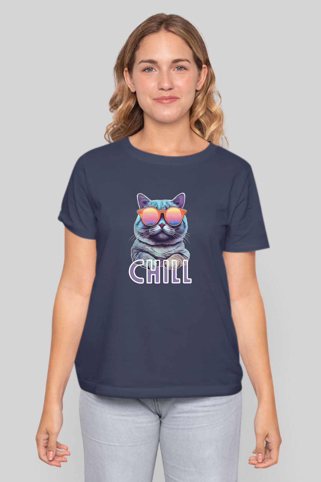 Chill Printed T-Shirt For Women - WowWaves - 7