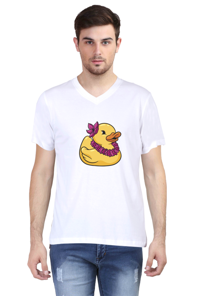 Hawaiian Duck Printed V Neck T-Shirt For Men - WowWaves - 6