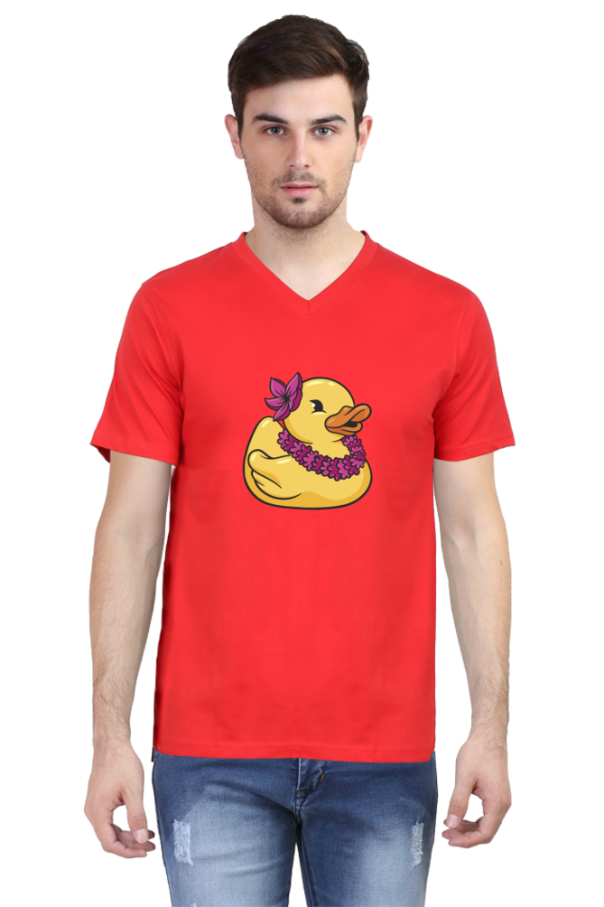 Hawaiian Duck Printed V Neck T-Shirt For Men - WowWaves - 8