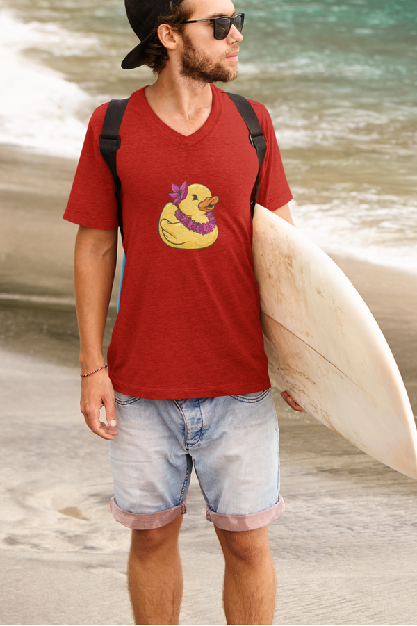 Hawaiian Duck Printed V Neck T-Shirt For Men - WowWaves