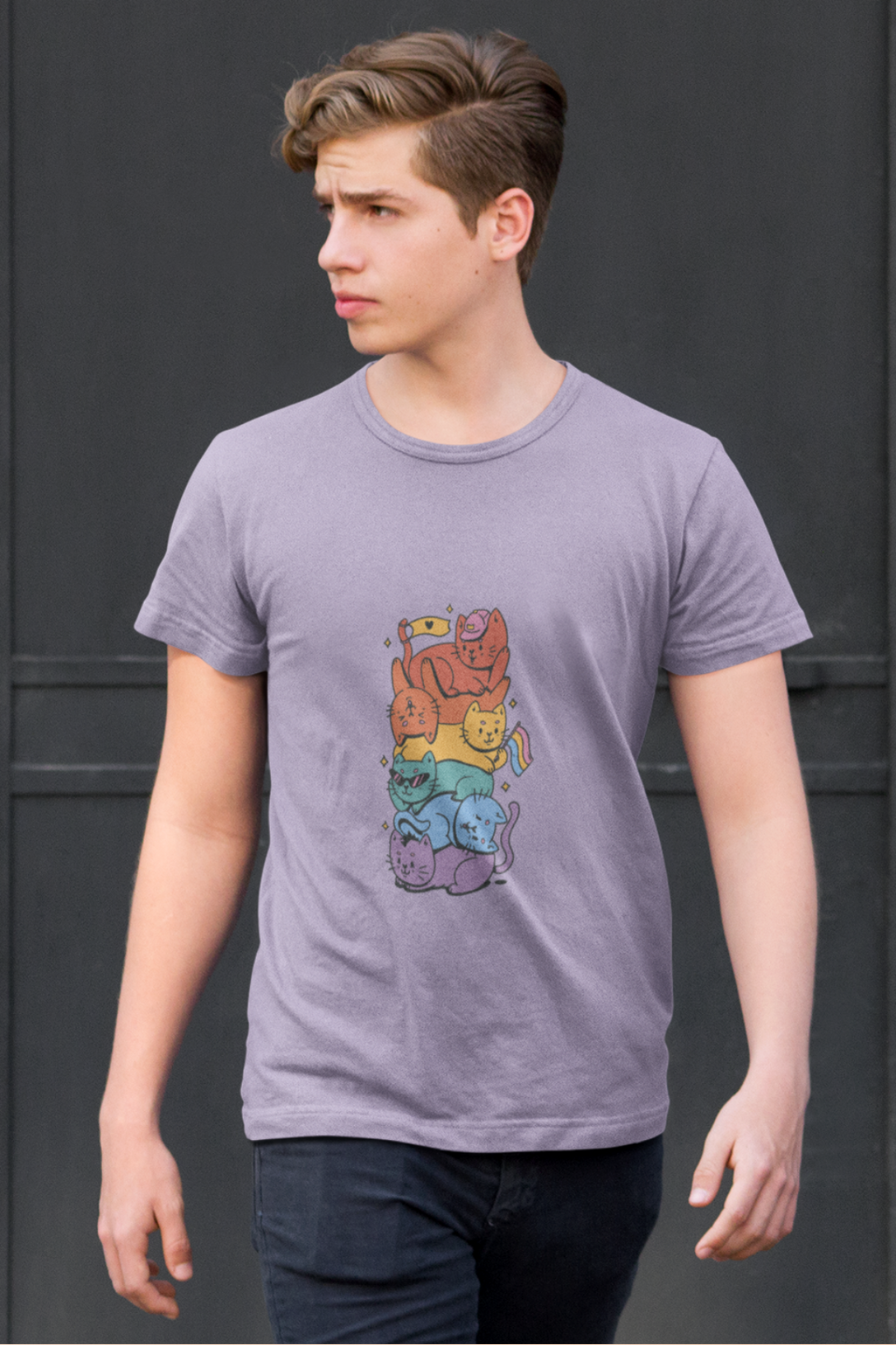 Lgbtq Cats Printed T-Shirt For Men - WowWaves - 5