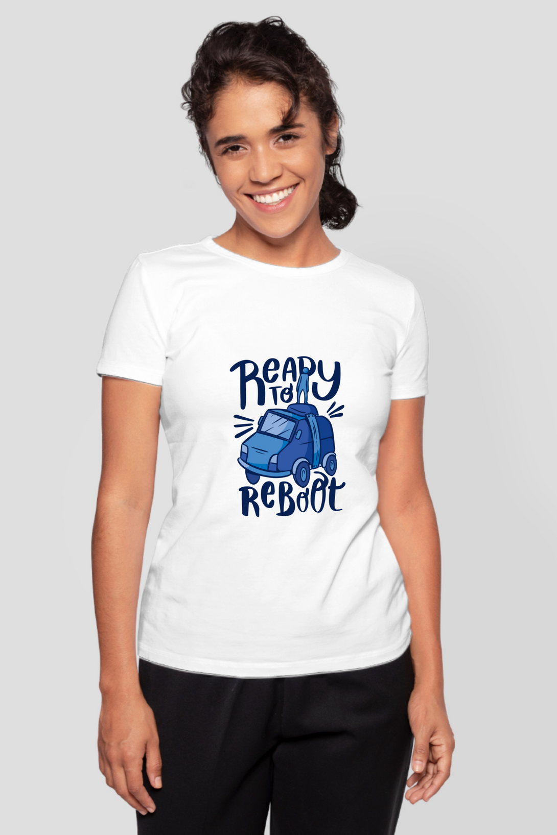 Ready To Reboot Printed T-Shirt For Women - WowWaves - 11