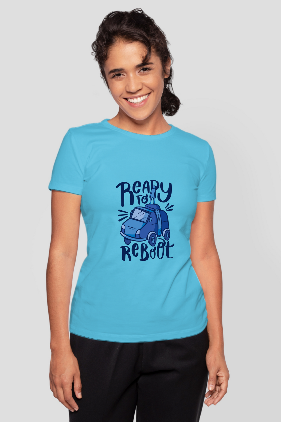 Ready To Reboot Printed T-Shirt For Women - WowWaves - 9