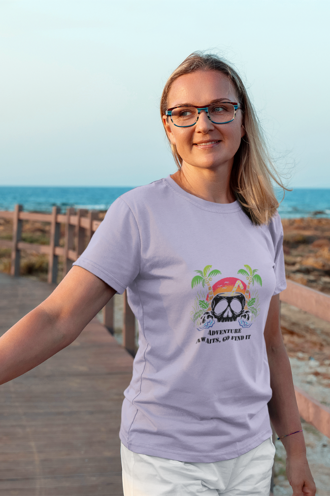 Hawaiian Beach Printed T-Shirt For Women - WowWaves - 3