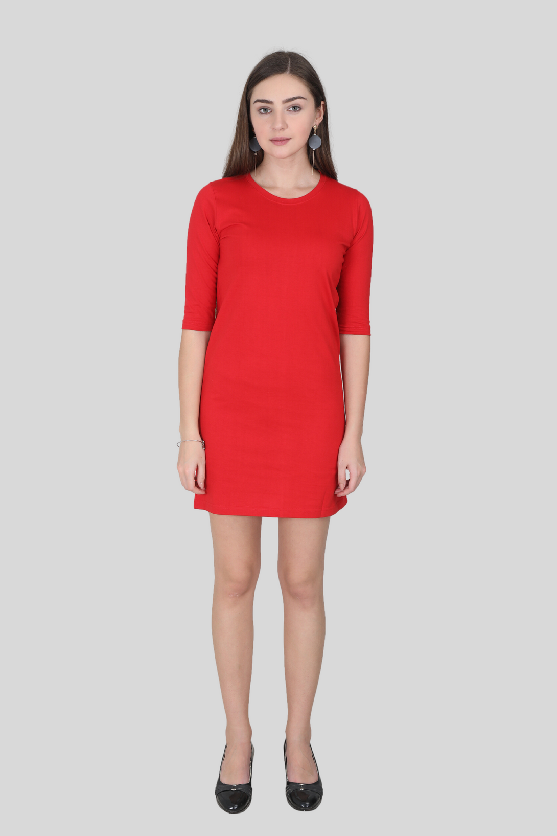 Red T-Shirt Dress For Women - WowWaves - 2