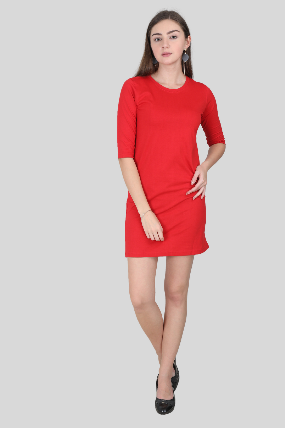 Red T-Shirt Dress For Women - WowWaves - 1