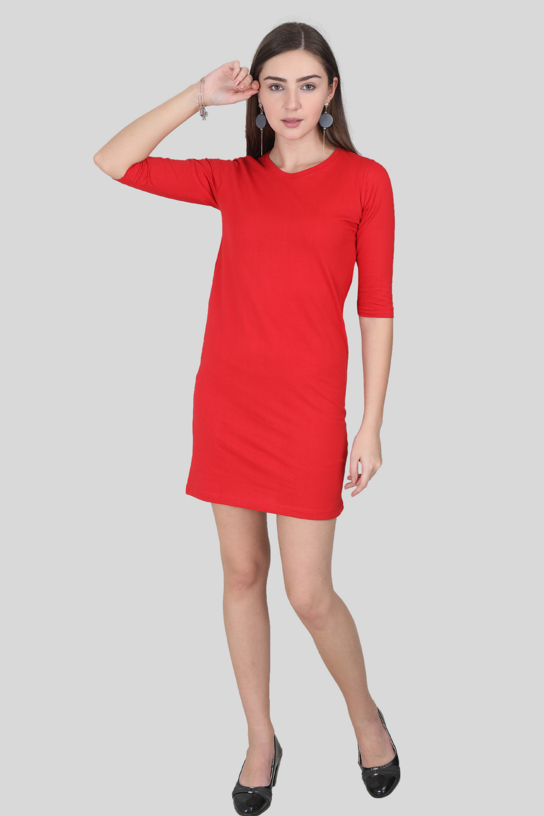 Red T-Shirt Dress For Women - WowWaves - 4