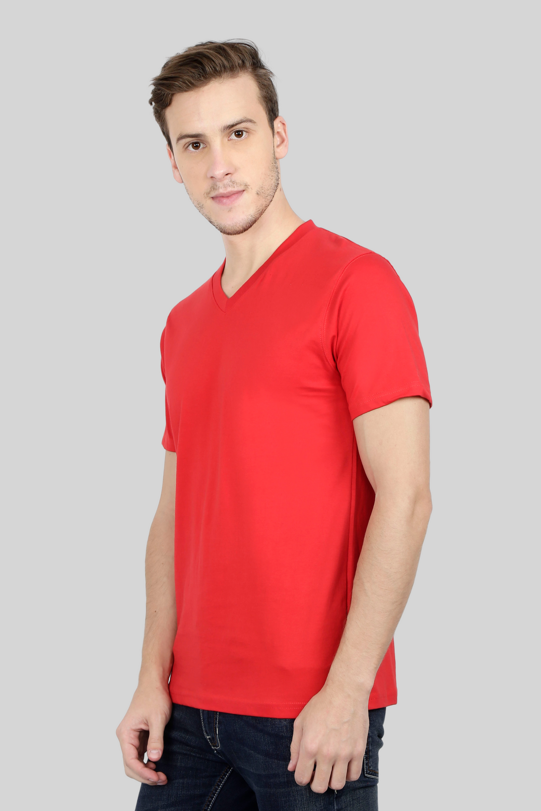 Red V Neck T-Shirt For Men - WowWaves - 6