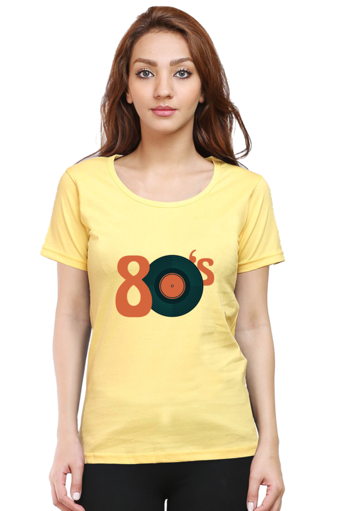 Retro Groove Printed Scoop Neck T-Shirt For Women - WowWaves - 7