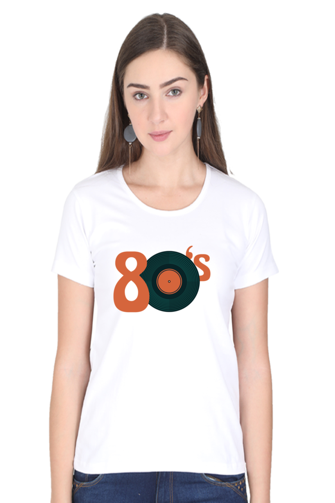 Retro Groove Printed Scoop Neck T-Shirt For Women - WowWaves - 8