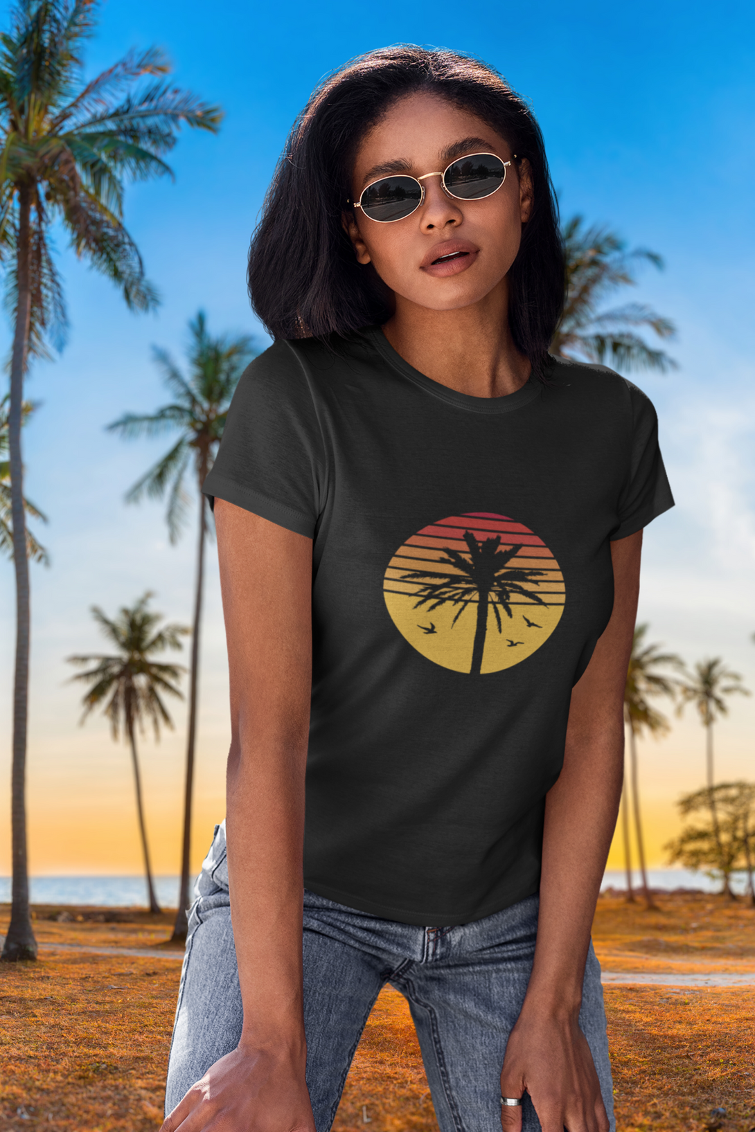 Retro Paradise Printed T-Shirt For Women - WowWaves - 3