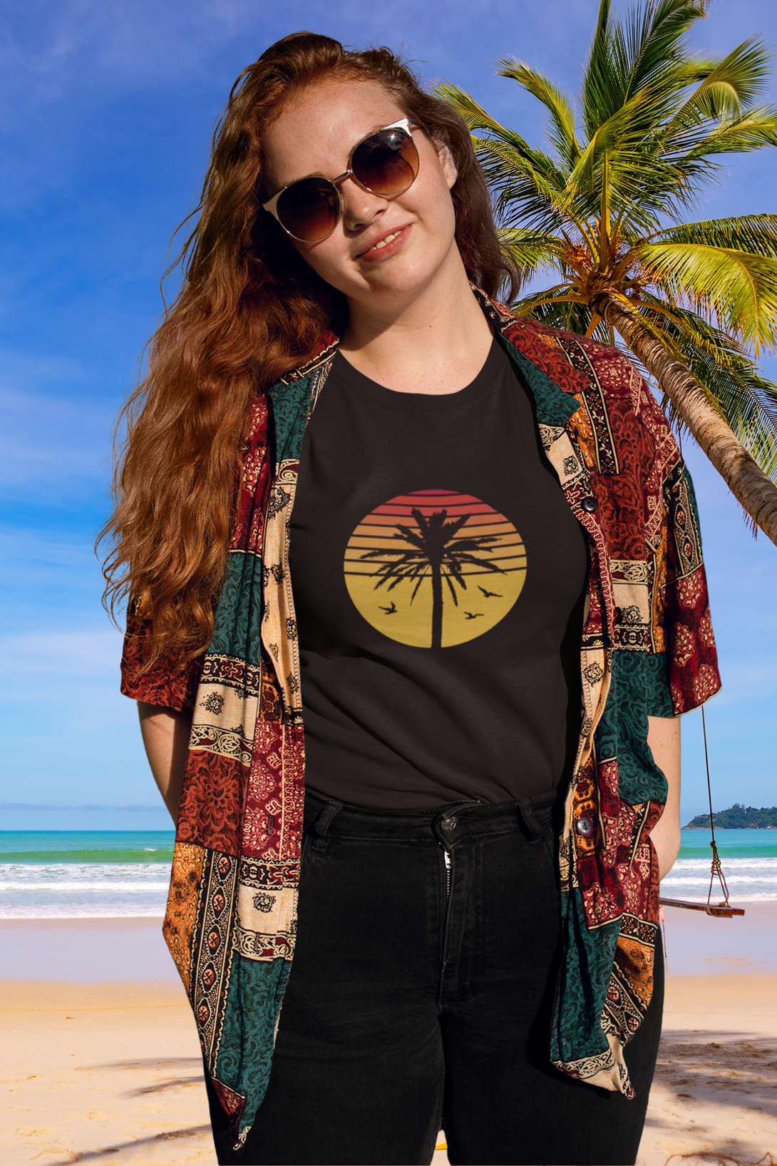 Retro Paradise Printed T-Shirt For Women - WowWaves - 2