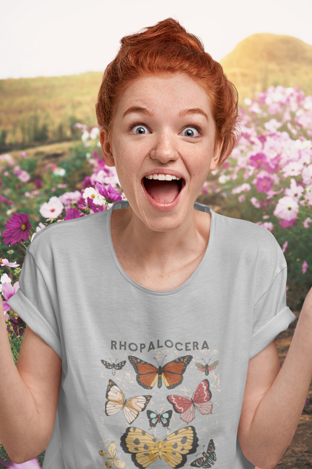 Rhopalocera Printed Scoop Neck T-Shirt For Women - WowWaves - 2