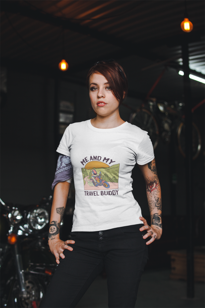 Mountain Motorcycle Printed T-Shirt For Women - WowWaves - 2