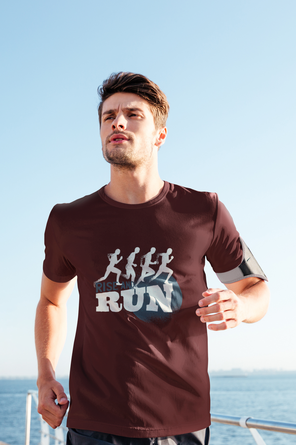 Rise And Run Printed T-Shirt For Men - WowWaves