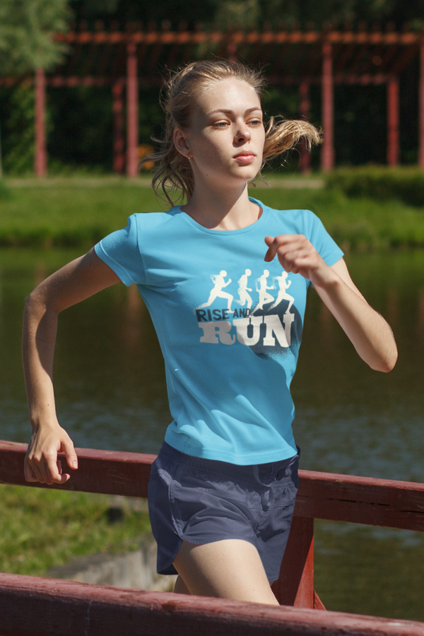 Rise And Run Printed T-Shirt For Women - WowWaves