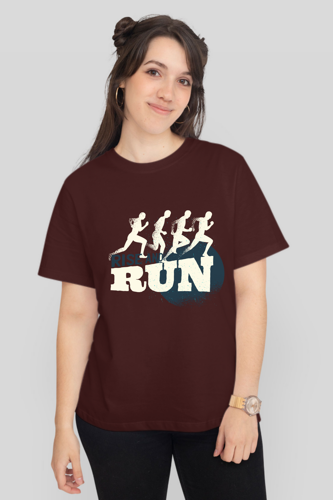 Rise And Run Printed T-Shirt For Women - WowWaves - 9