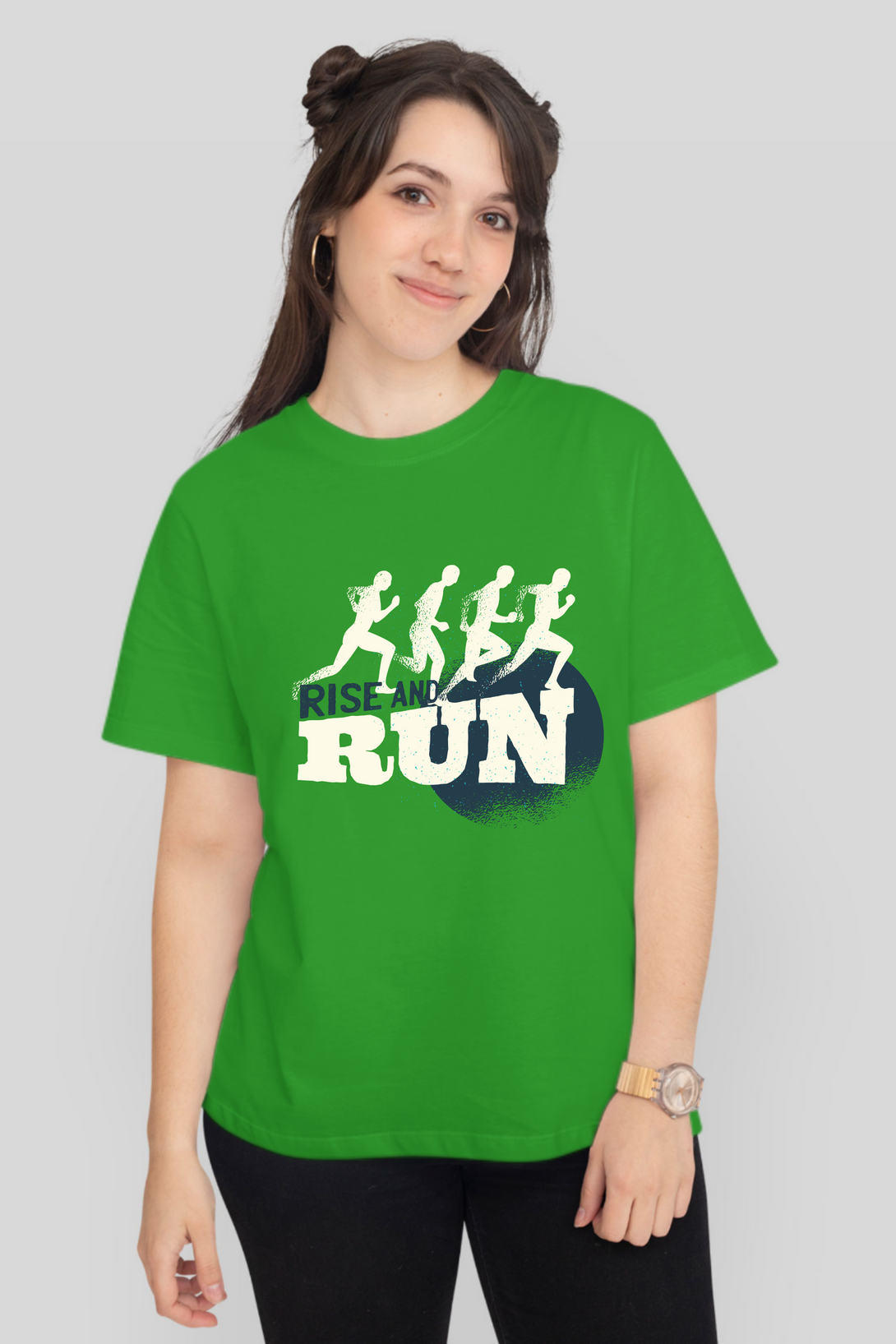 Rise And Run Printed T-Shirt For Women - WowWaves - 10