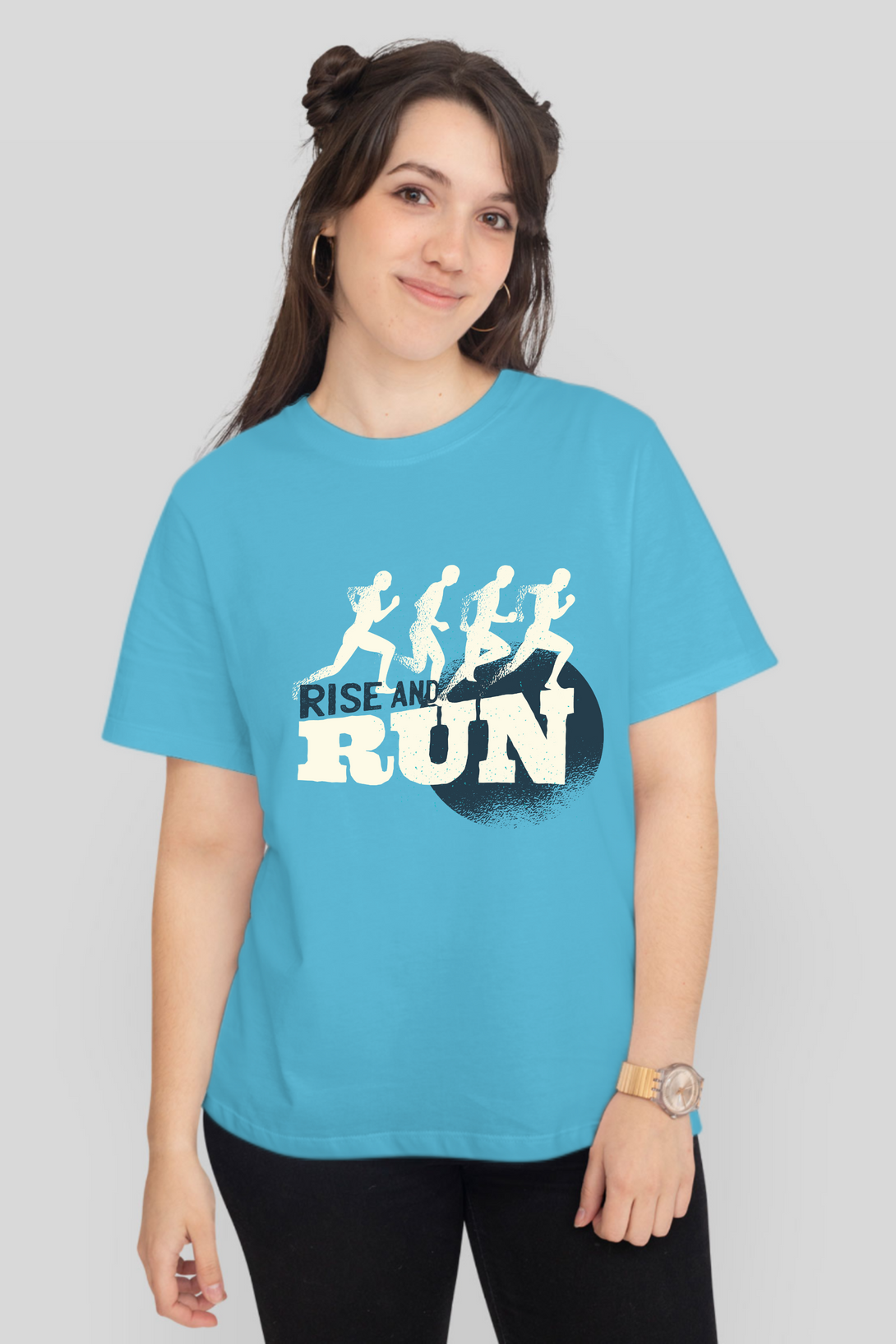 Rise And Run Printed T-Shirt For Women - WowWaves - 8