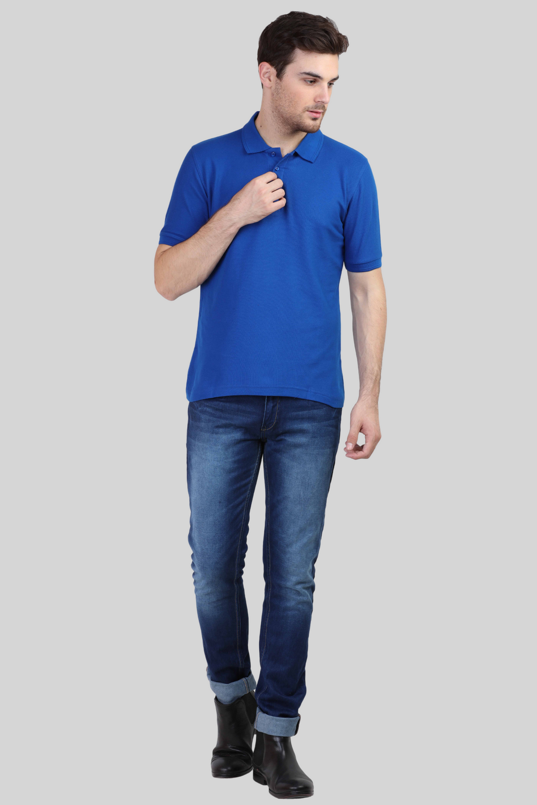 Royal Blue Polo T-Shirt For Men - WowWaves - 2