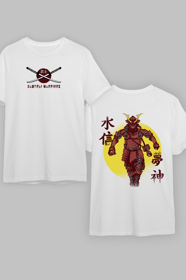 Samurai Warrior Printed Oversized T-Shirt For Men - WowWaves