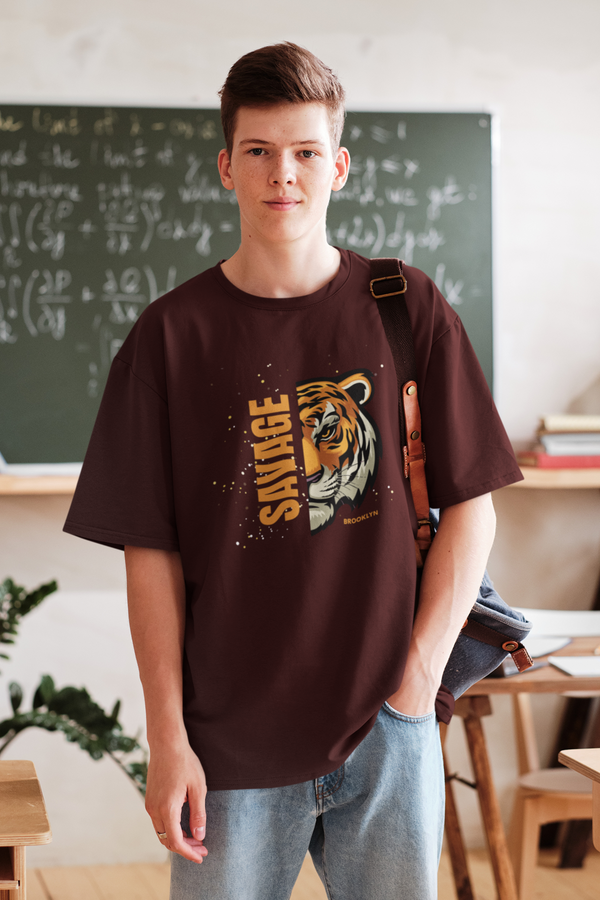 Save The Tiger Printed Oversized T-Shirt For Men - WowWaves