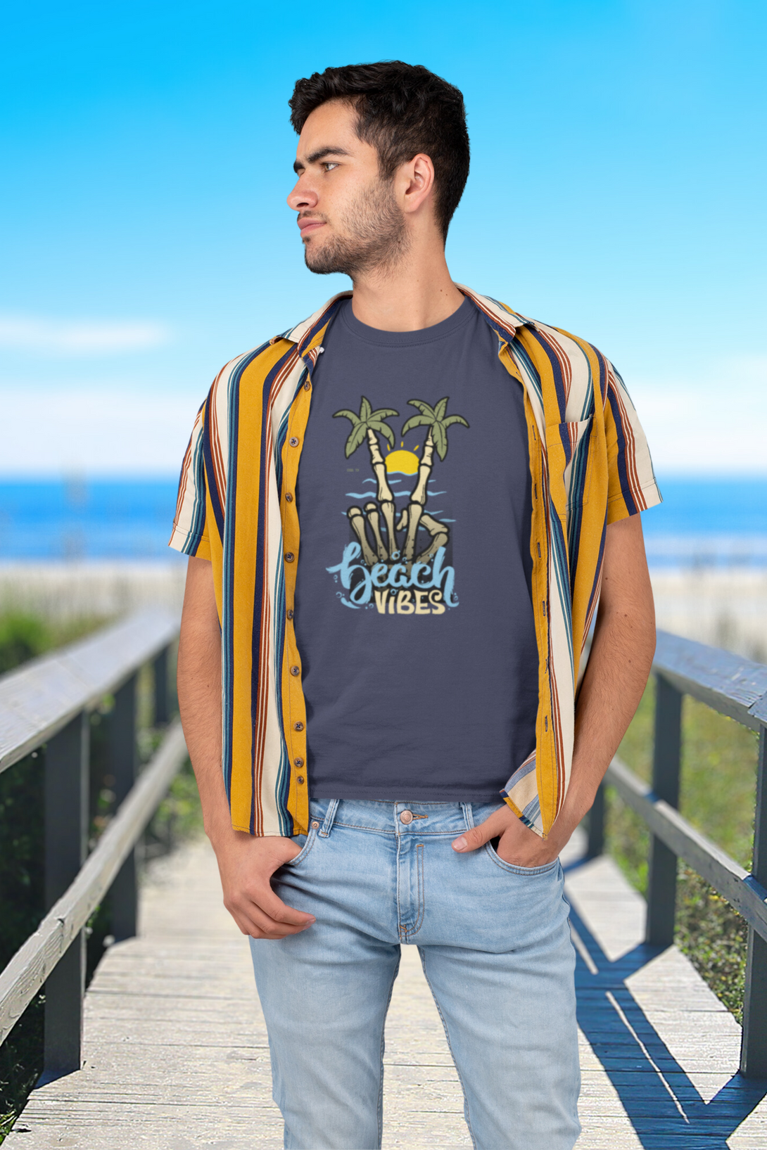 Beach Vibes Printed T-Shirt For Men - WowWaves - 4