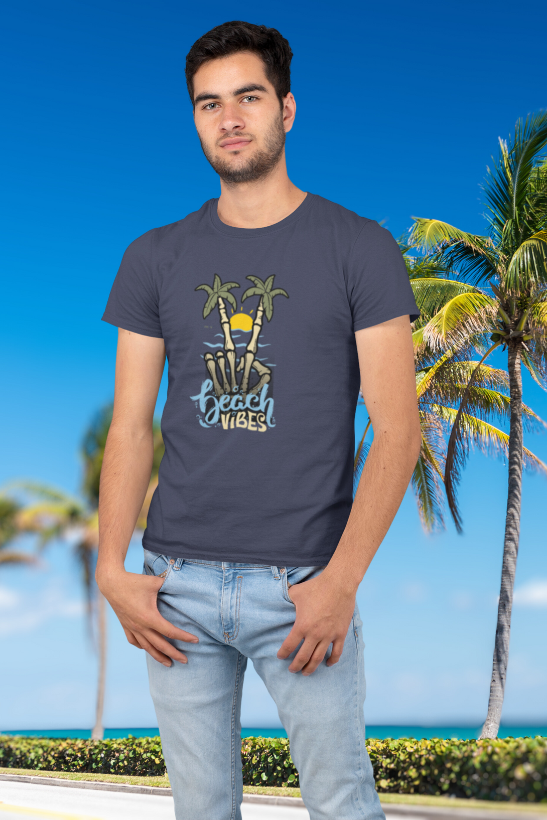 Beach Vibes Printed T-Shirt For Men - WowWaves - 3